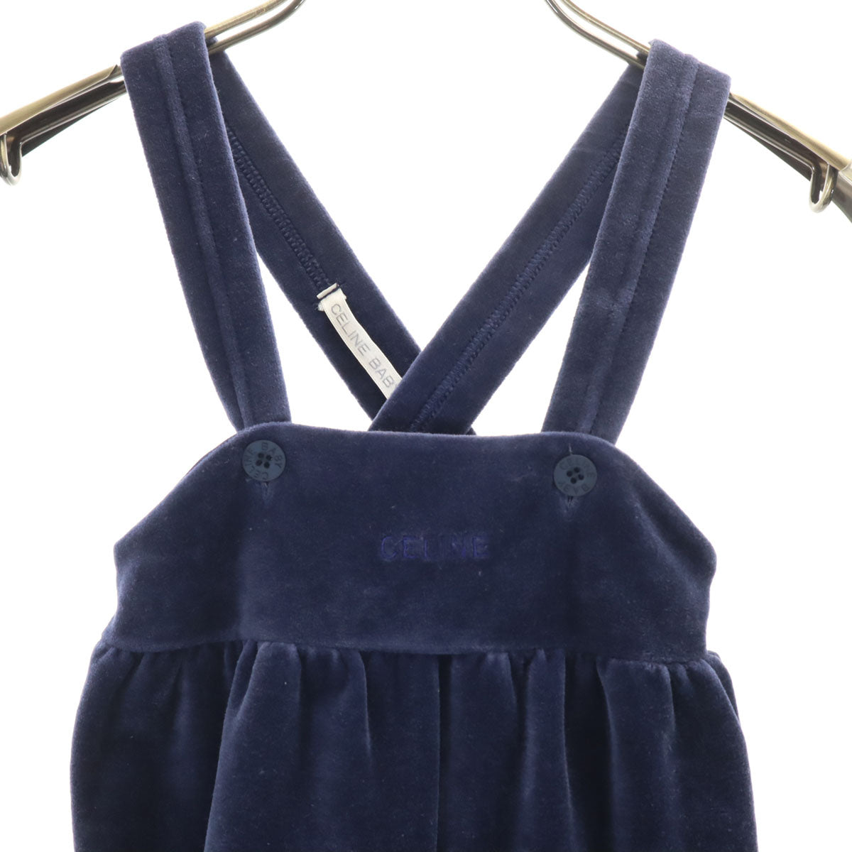CELINE セリーヌ 日本製 長袖 ベロア カーディガン 90 ネイビー ロンパース セット キッズ