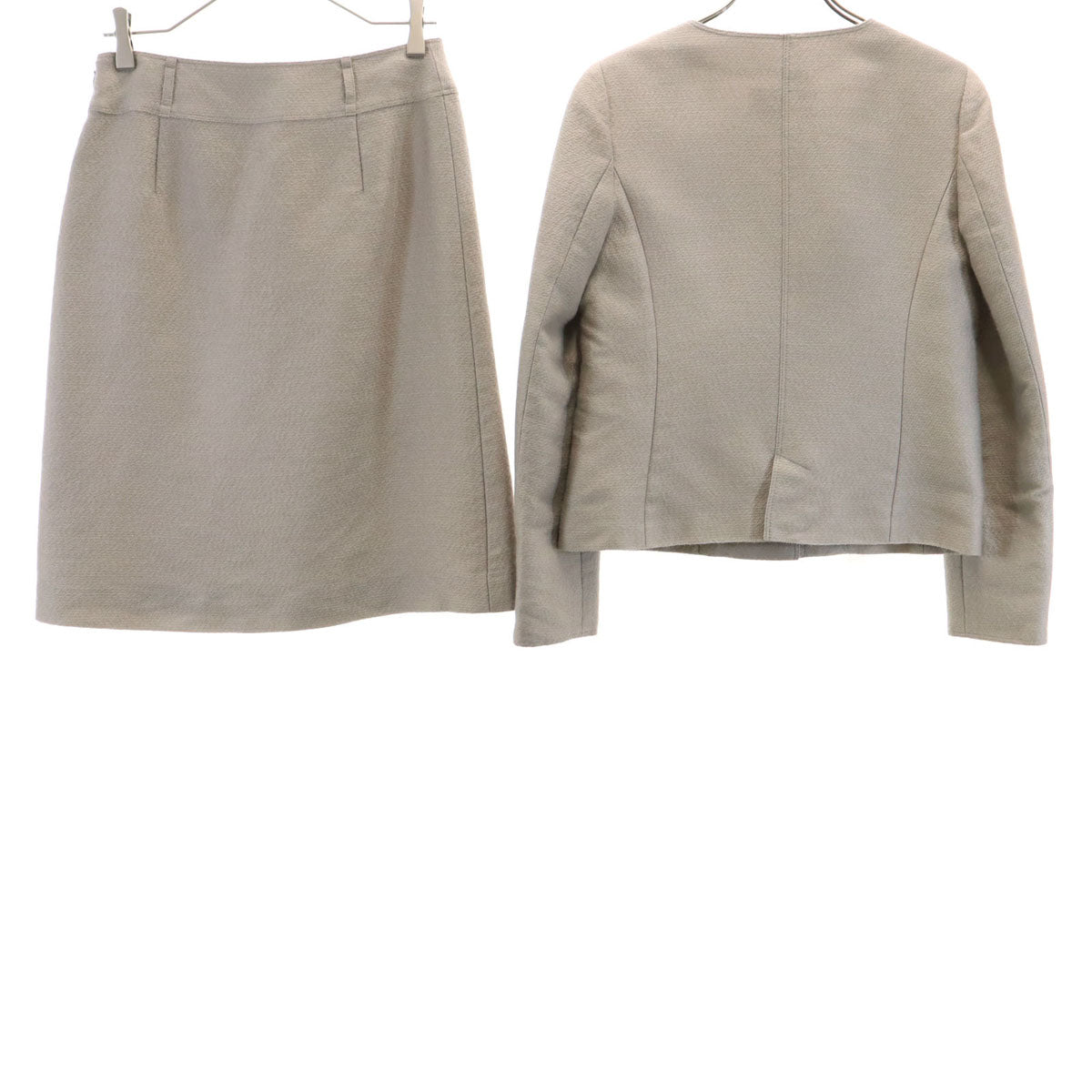 BURBERRY LONDON バーバリーロンドン 日本製 ノーカラージャケット 上下 セットアップ 38 グレー 三陽商会 レディース