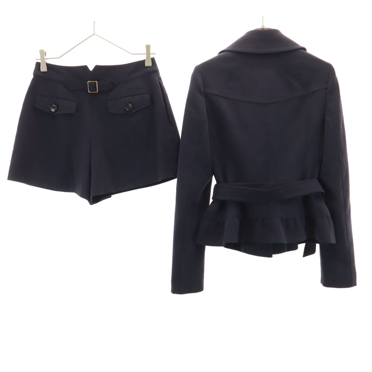 美品 BURBERRY LONDON BLUE LABEL バーバリー ロンドン ブルーレーベル ジャケット 上下 セットアップ 38 ネイビー 三陽商会 レディース