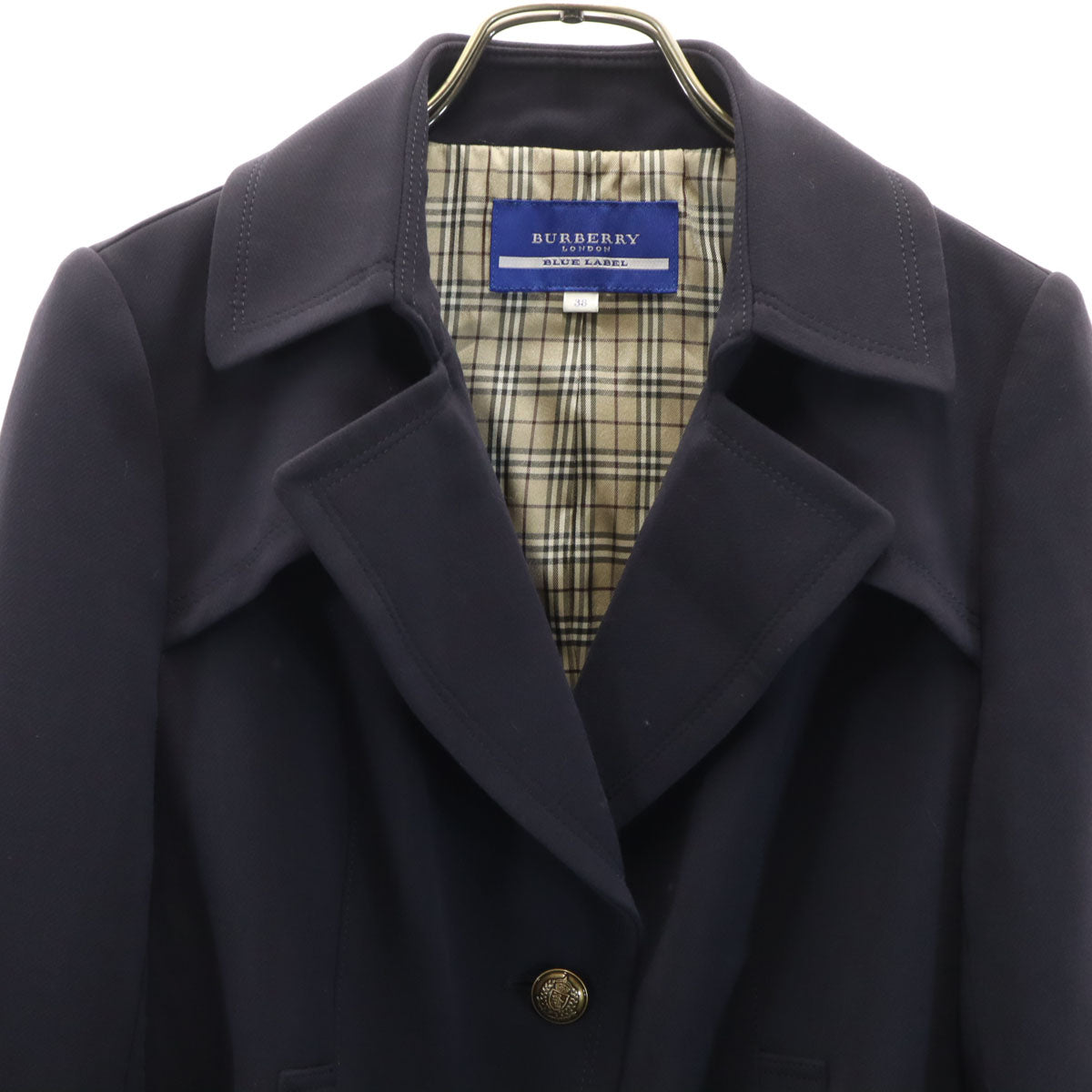 美品 BURBERRY LONDON BLUE LABEL バーバリー ロンドン ブルーレーベル ジャケット 上下 セットアップ 38 ネイビー 三陽商会 レディース