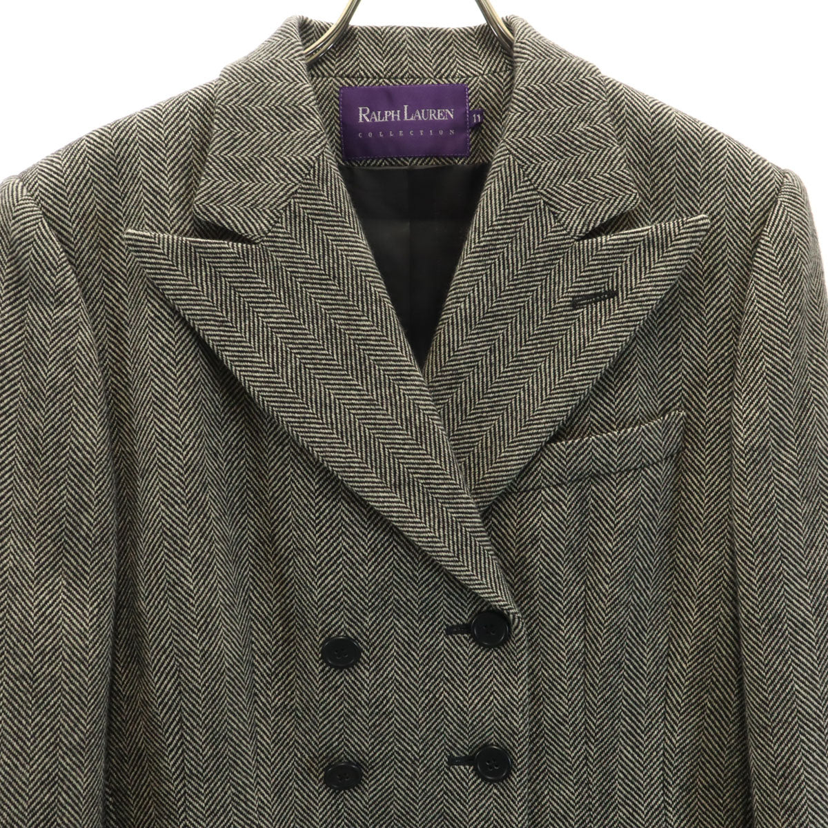 RALPH LAUREN COLLECTION ラルフローレン コレクション ヘリンボーン ダブルブレスト スカートスーツ 上下 セットアップ 11 グレージュ レディース