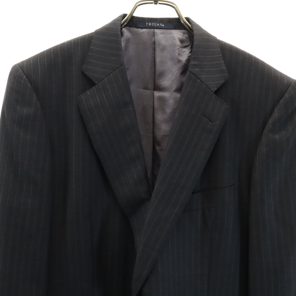 TROJAN トロージャン 日本製 ストライプ柄 エルメネジルドゼニア生地 スーツ 上下 セットアップ AB5 チャコールグレー メンズ