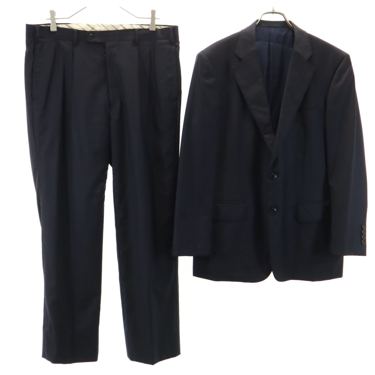 TROJAN トロージャン 日本製 ロロピアーナ生地 スーツ 上下 セットアップ AB5 ネイビー オールシーズン メンズ