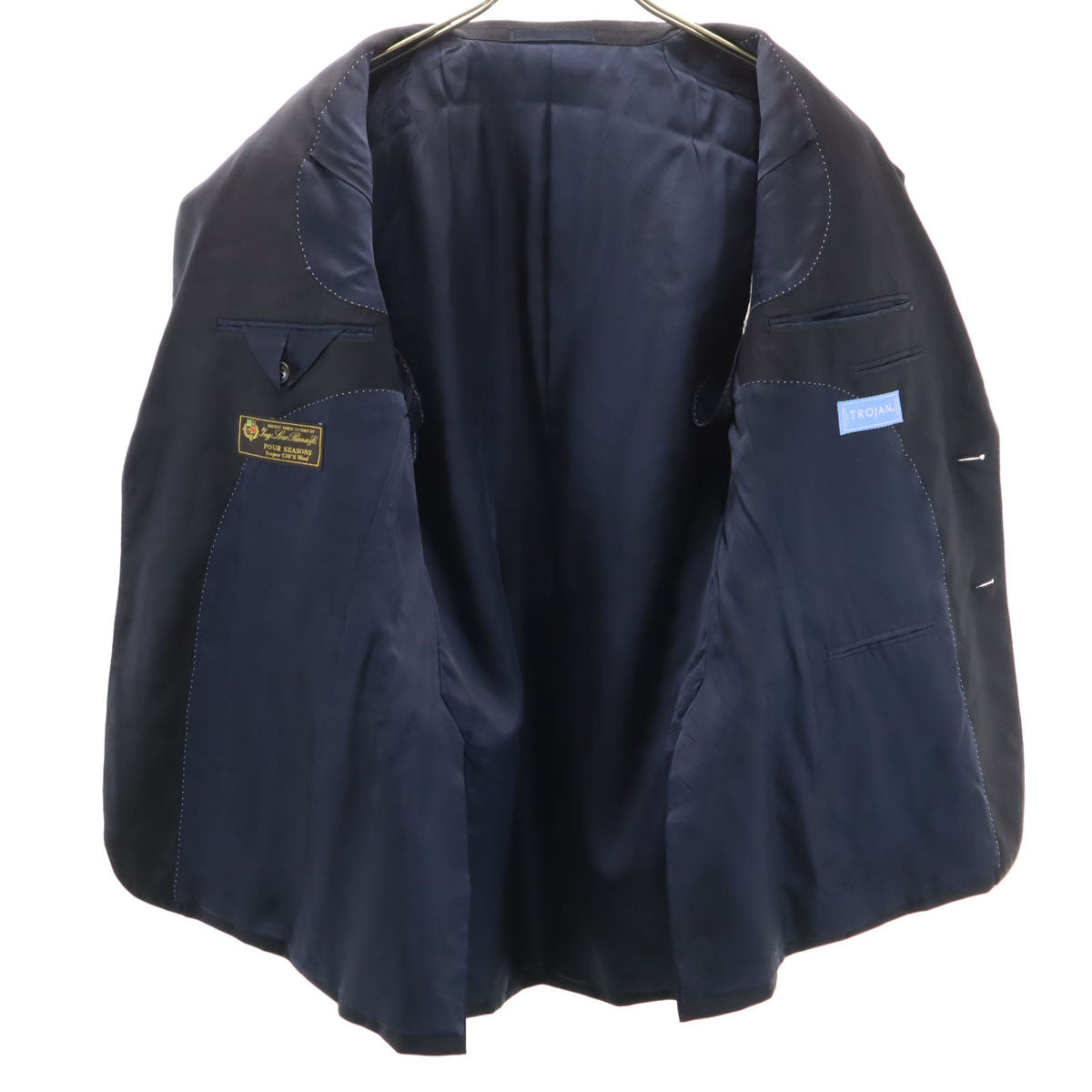 TROJAN トロージャン 日本製 ロロピアーナ生地 スーツ 上下 セットアップ AB5 ネイビー オールシーズン メンズ