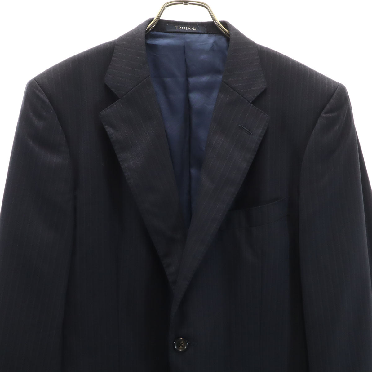 TROJAN トロージャン 日本製 ストライプ柄 エルメネジルドゼニア生地 スーツ 上下 セットアップ AB5 ネイビー メンズ