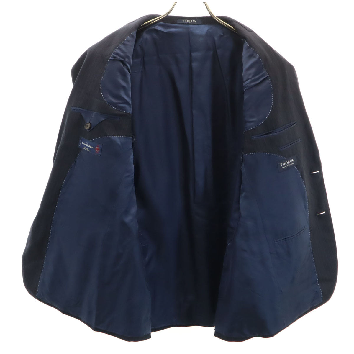 TROJAN トロージャン 日本製 ストライプ柄 エルメネジルドゼニア生地 スーツ 上下 セットアップ AB5 ネイビー メンズ