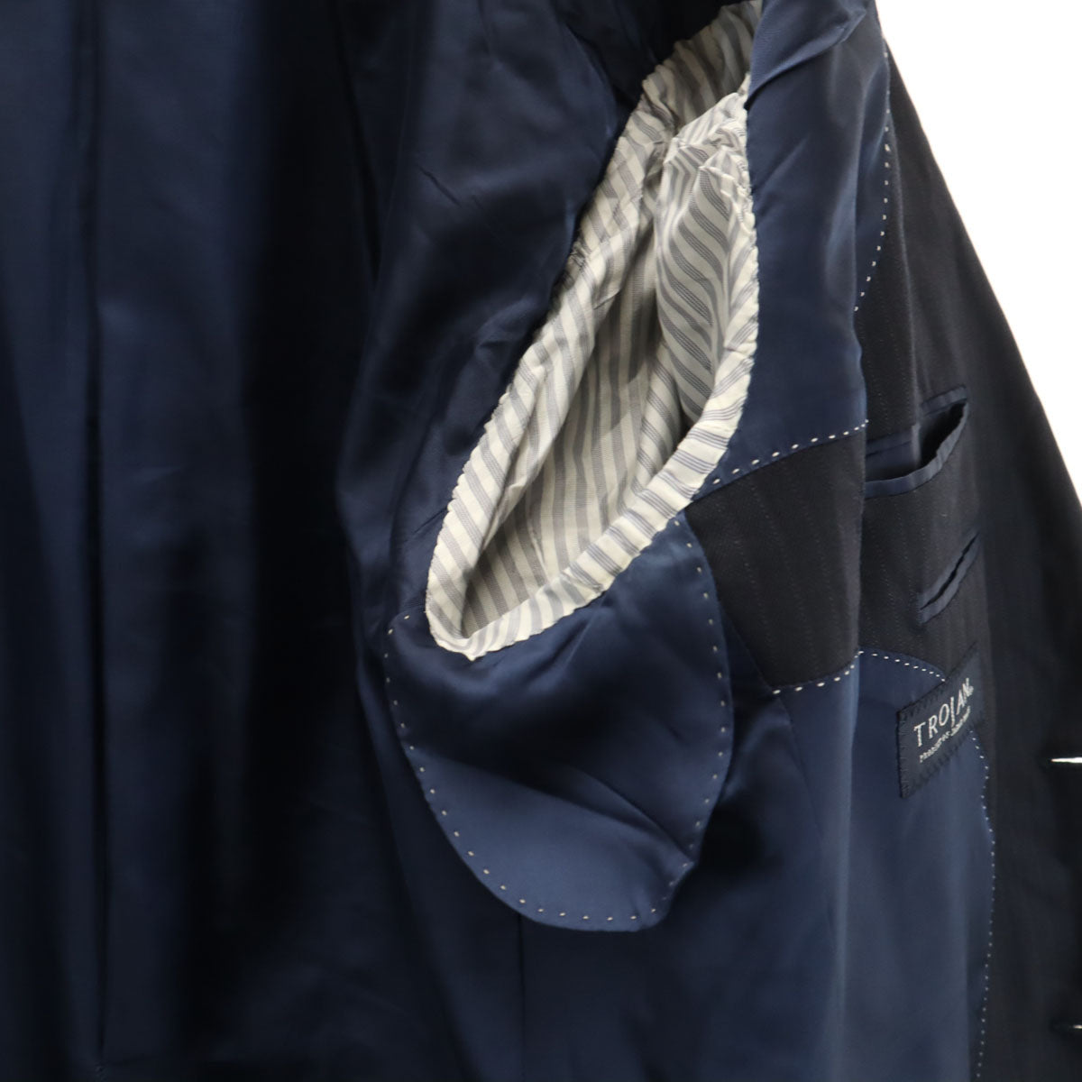 TROJAN トロージャン 日本製 ストライプ柄 エルメネジルドゼニア生地 スーツ 上下 セットアップ AB5 ネイビー メンズ
