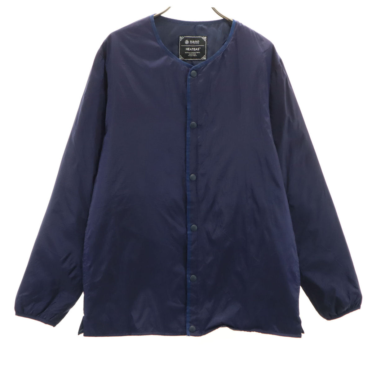 nano universe ナノユニバース リップストップ ノーカラー 中綿ジャケット M ネイビー メンズ