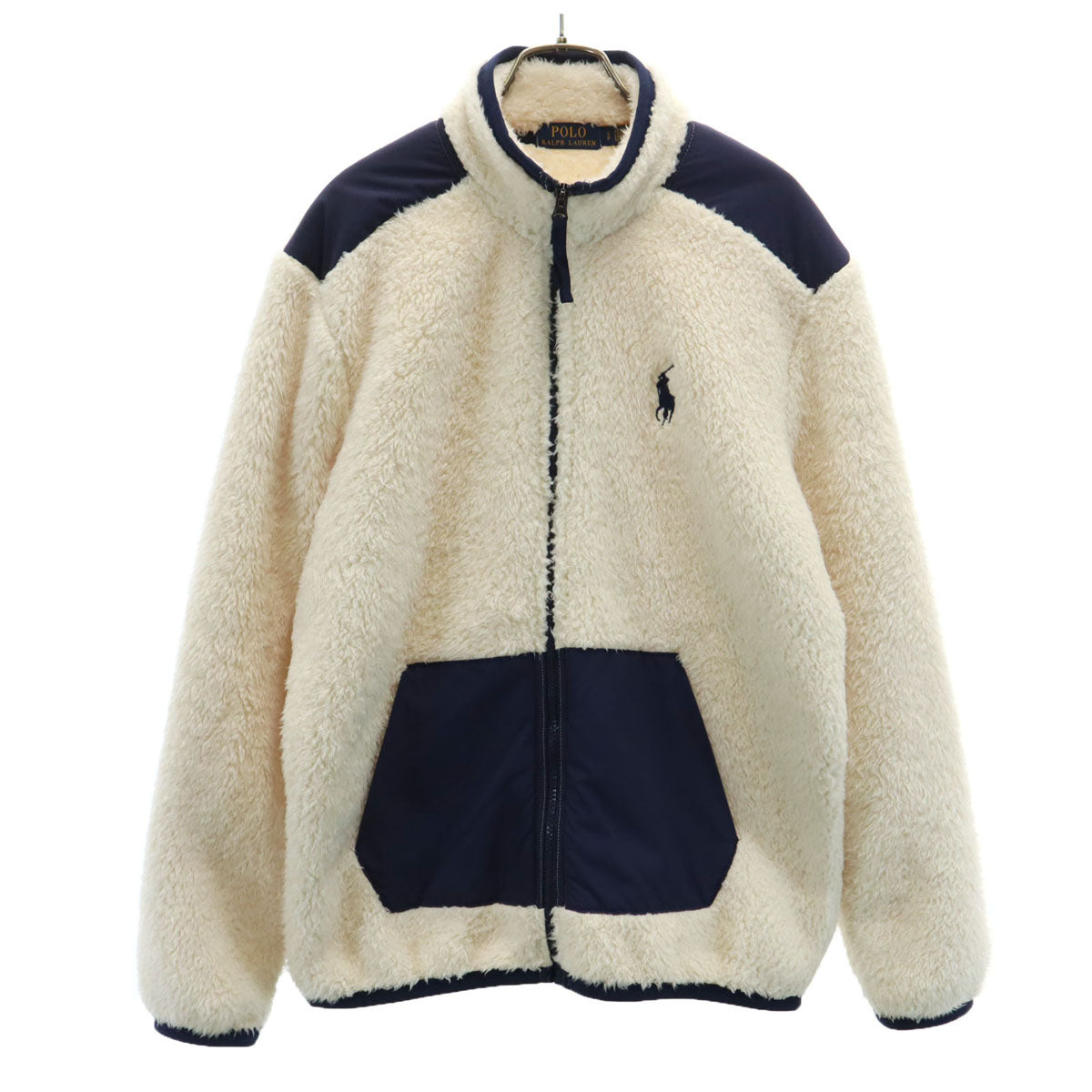 美品 POLO RALPH LAUREN ポロラルフローレン フリースジャケット S アイボリー メンズ