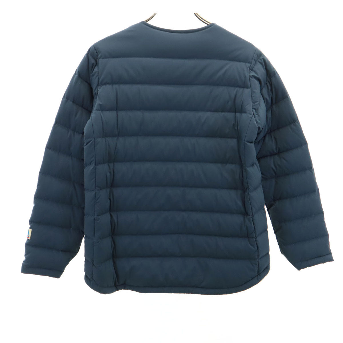 未使用 MOUNTAIN EQUIPMENT マウンテンイクイップメント ノーカラー ダウンジャケット S ネイビー 収納袋付き レディース