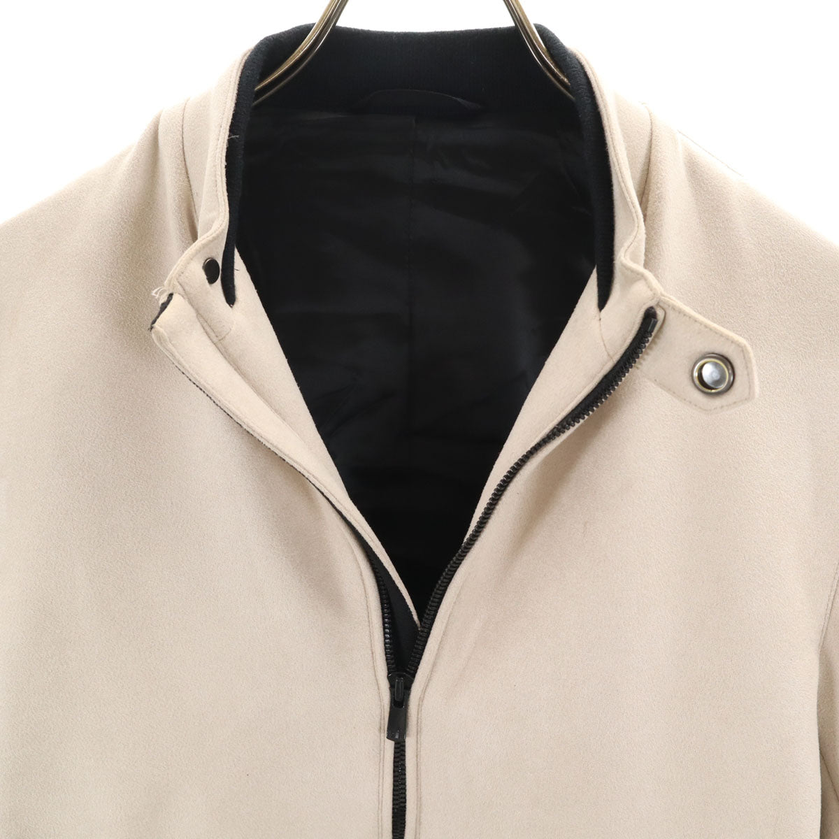 AOURE アウール ポンチェスエード シングルライダースジャケット M グレージュ メンズ