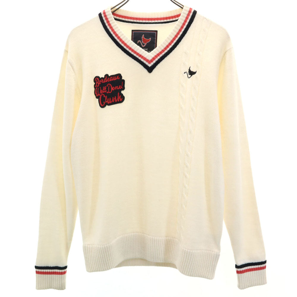 CLUNK BORDEAUX FRANCE クランク ボルドー フランス ウールブレンド ゴルフ 長袖 セーター M ホワイト ニット メンズ