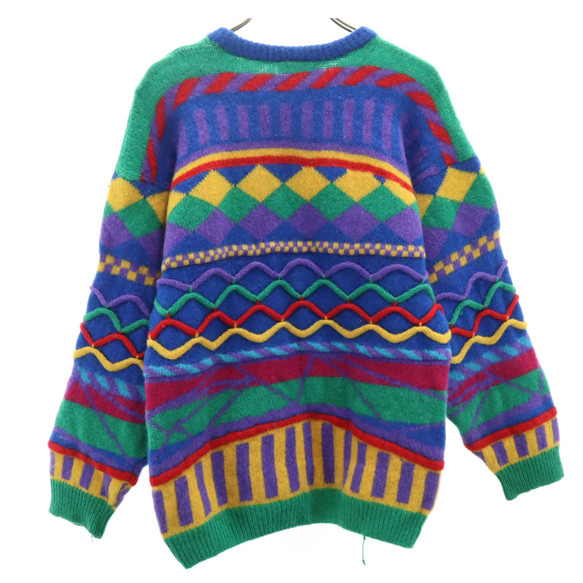 Zie Zae DESIGNER KNITWEAR 90s オールド 3D 長袖 セーター M ブルー系 ニット メンズ
