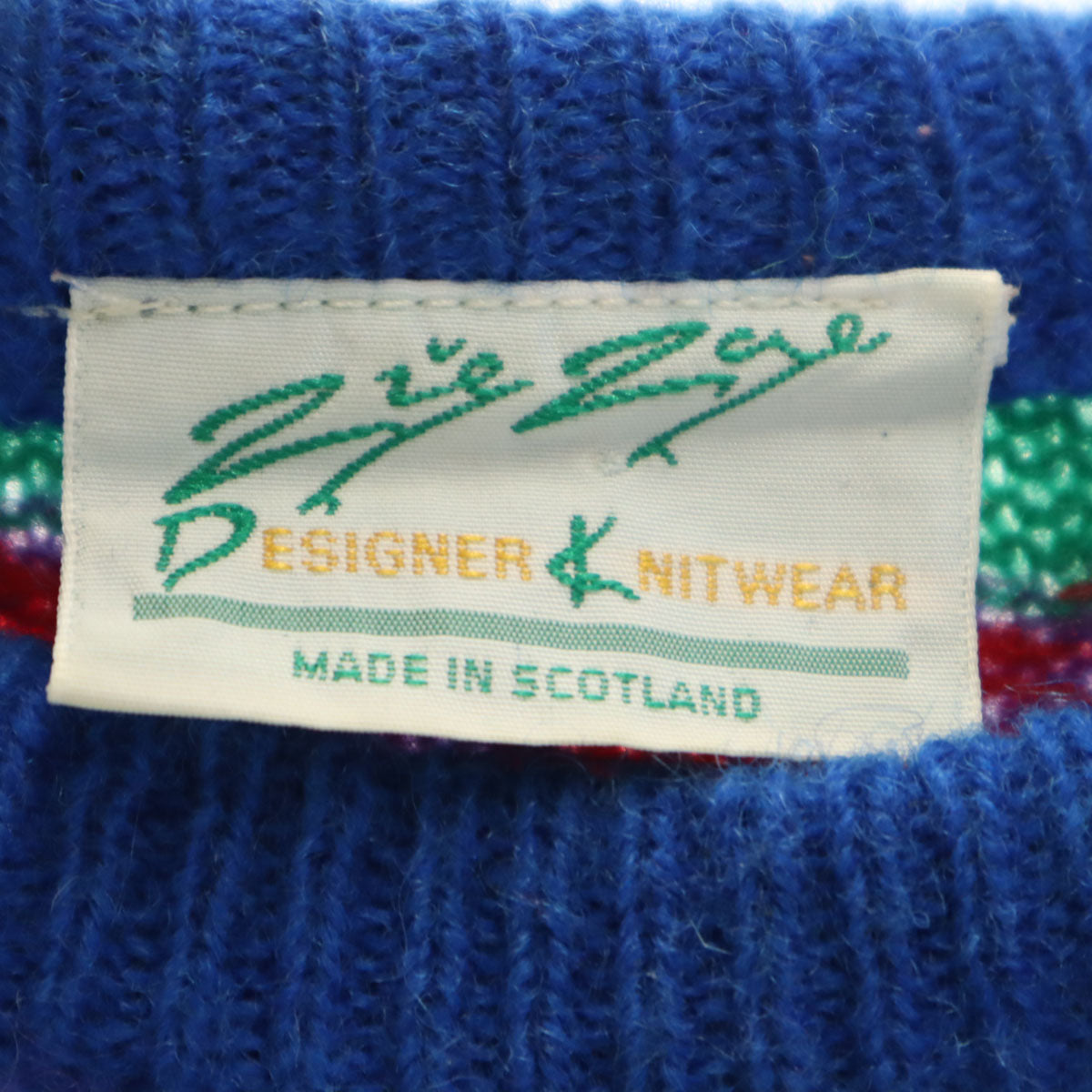 Zie Zae DESIGNER KNITWEAR 90s オールド 3D 長袖 セーター M ブルー系 ニット メンズ