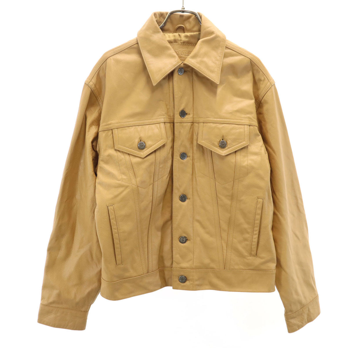 GIANNI VALENTINO ジャンニヴァレンティノ 牛革レザー トラッカー ジャケット S キャメル メンズ
