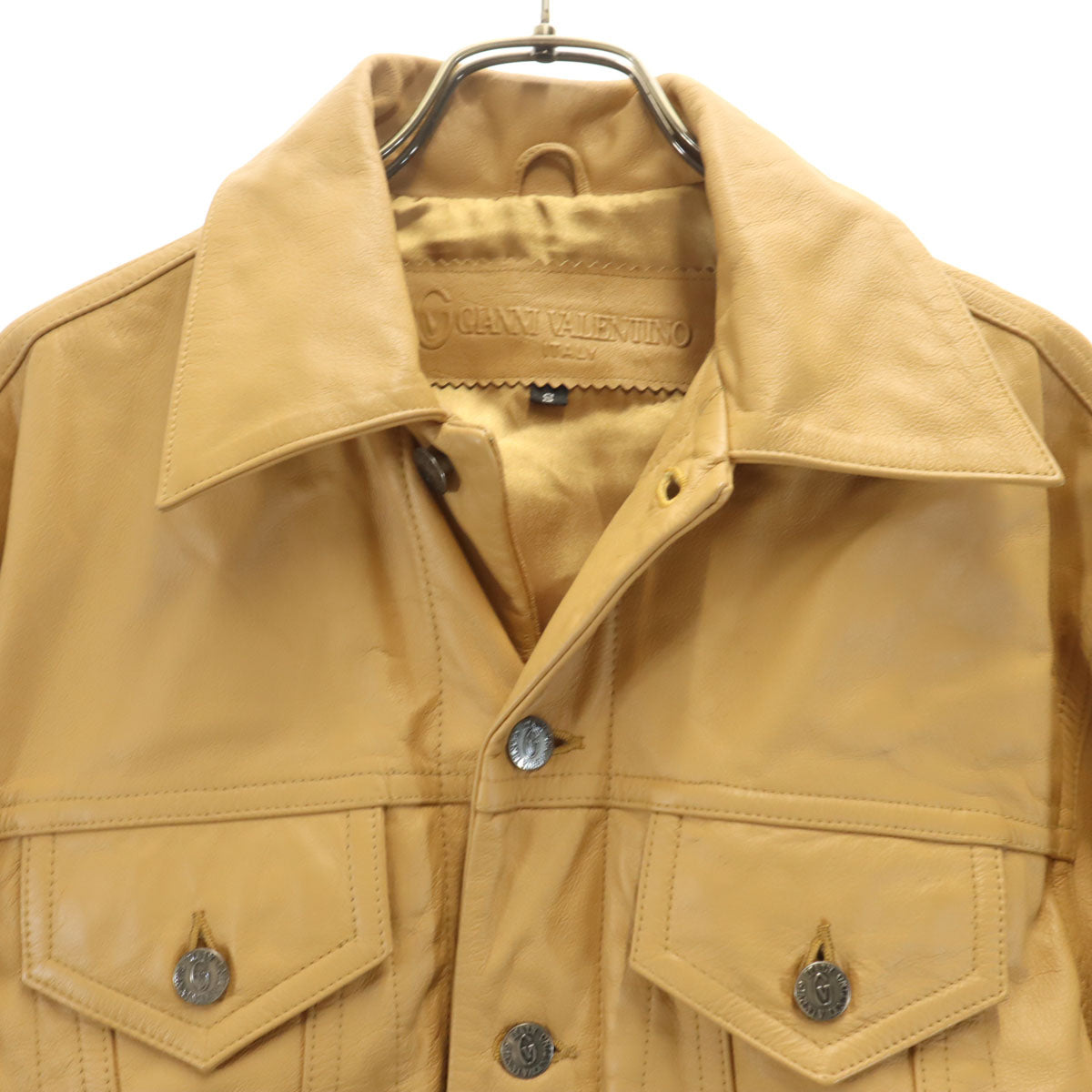 GIANNI VALENTINO ジャンニヴァレンティノ 牛革レザー トラッカー ジャケット S キャメル メンズ