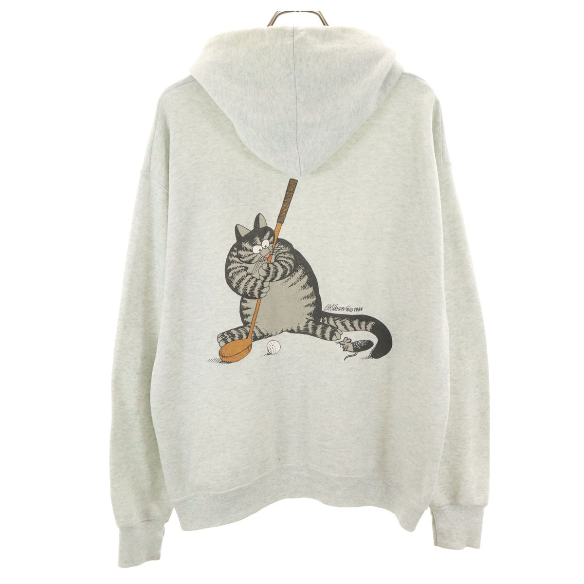 FRUIT OF THE LOOM フルーツオブザルーム 80s USA製 ヴィンテージ バックプリント クリバンキャット 長袖 スウェットパーカー L グレー メンズ