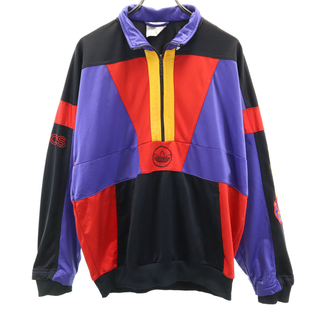 adidas アディダス 80s ヴィンテージ 万国旗タグ マルチカラー トレフォイルロゴ トラックジャケット M フード欠損 メンズ