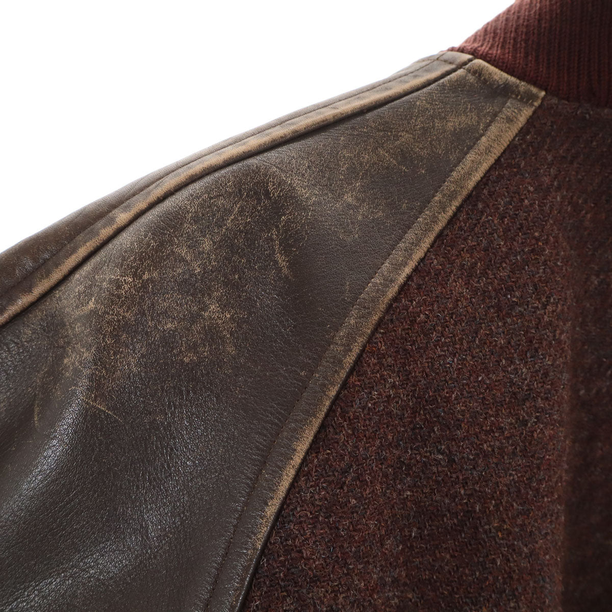 Paul Smith JEANS ポールスミスジーンズ スタジャン L ブラウン系 ハリスツイード 袖レザー メンズ