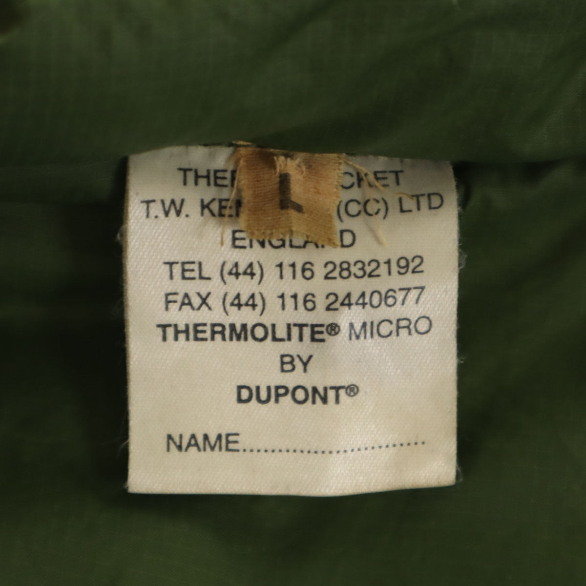 イギリス軍 サーマル ジャケット L カーキ 中綿入り メンズ