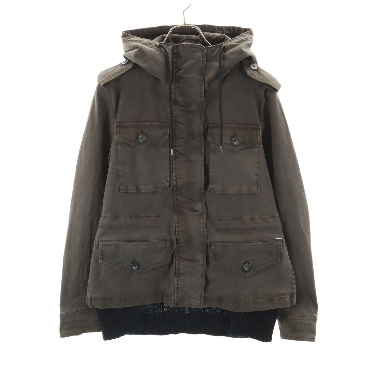 DIESEL ディーゼル ニット切替 ミリタリージャケット XS ブラウン レディース