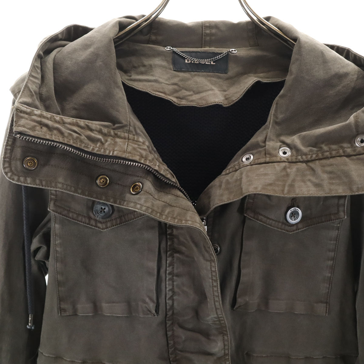 DIESEL ディーゼル ニット切替 ミリタリージャケット XS ブラウン レディース