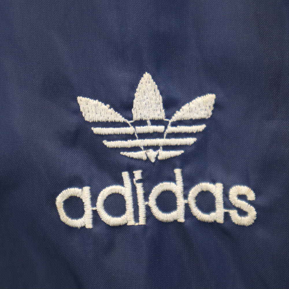 adidas アディダス 70s 80s ヴィンテージ デサント製 トレフォイルロゴ ナイロンジャケット M ネイビー フード有り メンズ