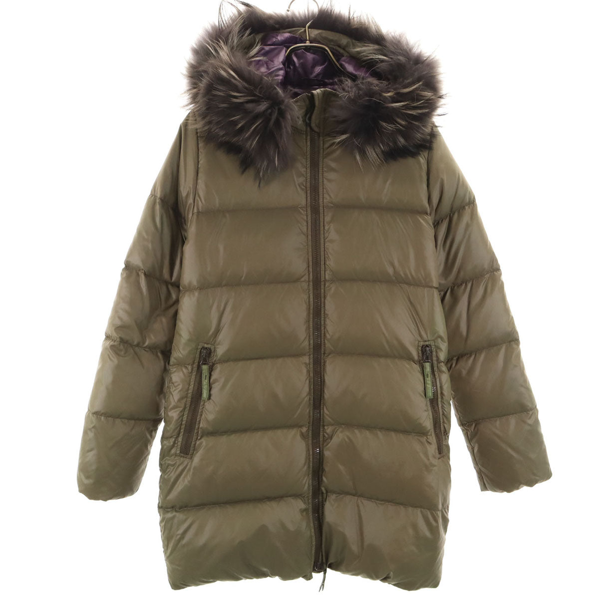 DUVETICA デュベティカ kappa ダウンコート 42 オリーブ系 ラクーンファー付き レディース