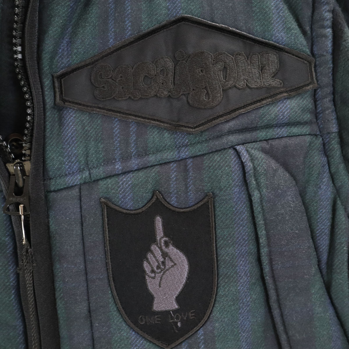 Sacai サカイ 24AW マーク・ゴンザレス コレクションライン 日本製 ストライプ柄 長袖 シャツ 2 深緑 ゴンズ Gonz Multi Patch Plaid Shirt メンズ