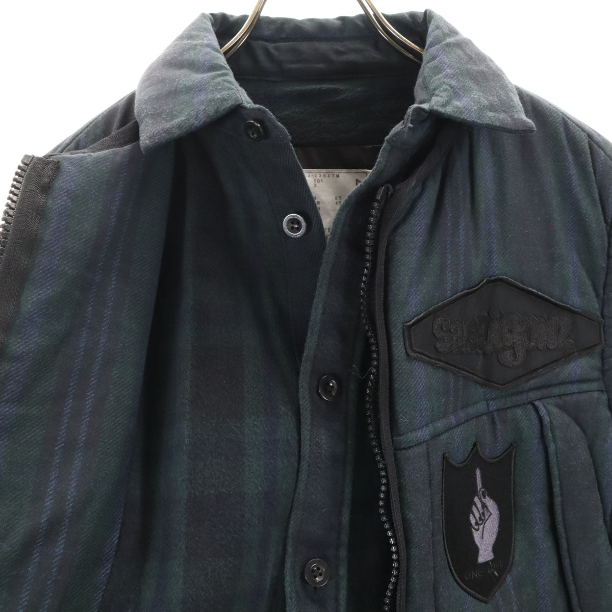 Sacai サカイ 24AW マーク・ゴンザレス コレクションライン 日本製 ストライプ柄 長袖 シャツ 2 深緑 ゴンズ Gonz Multi Patch Plaid Shirt メンズ