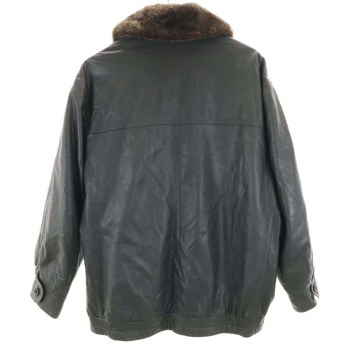 Herno ヘルノ 80s イタリア製 オールド レザージャケット 48 チャコール メンズ