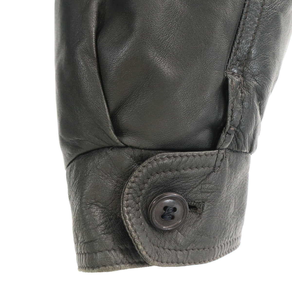 Herno ヘルノ 80s イタリア製 オールド レザージャケット 48 チャコール メンズ