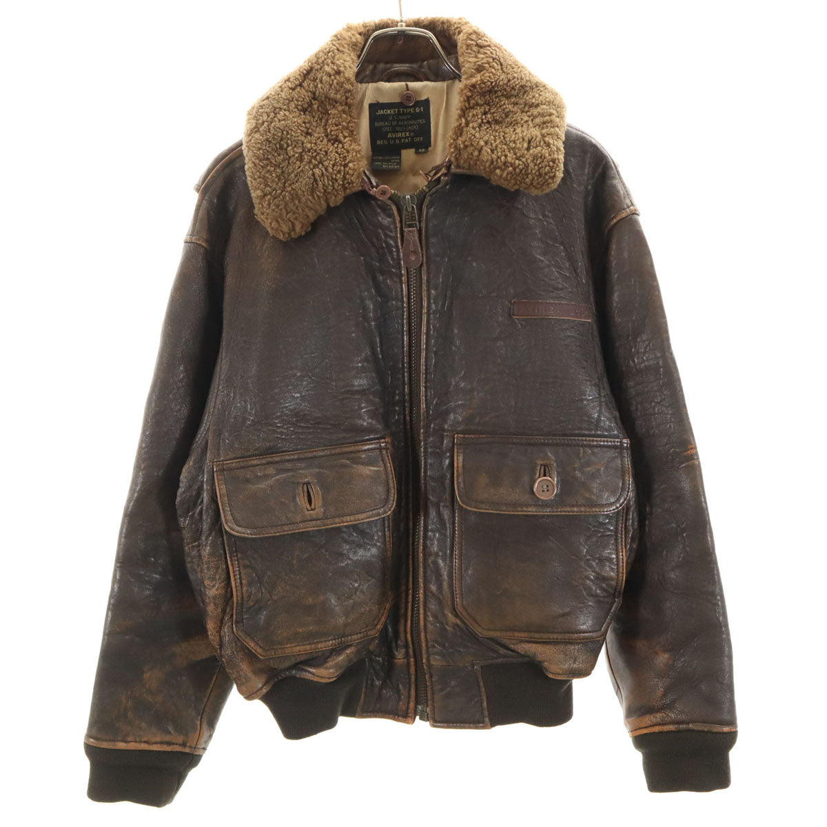AVIREX アヴィレックス 90s オールド G-1 レザー フライトジャケット XS ブラウン メンズ