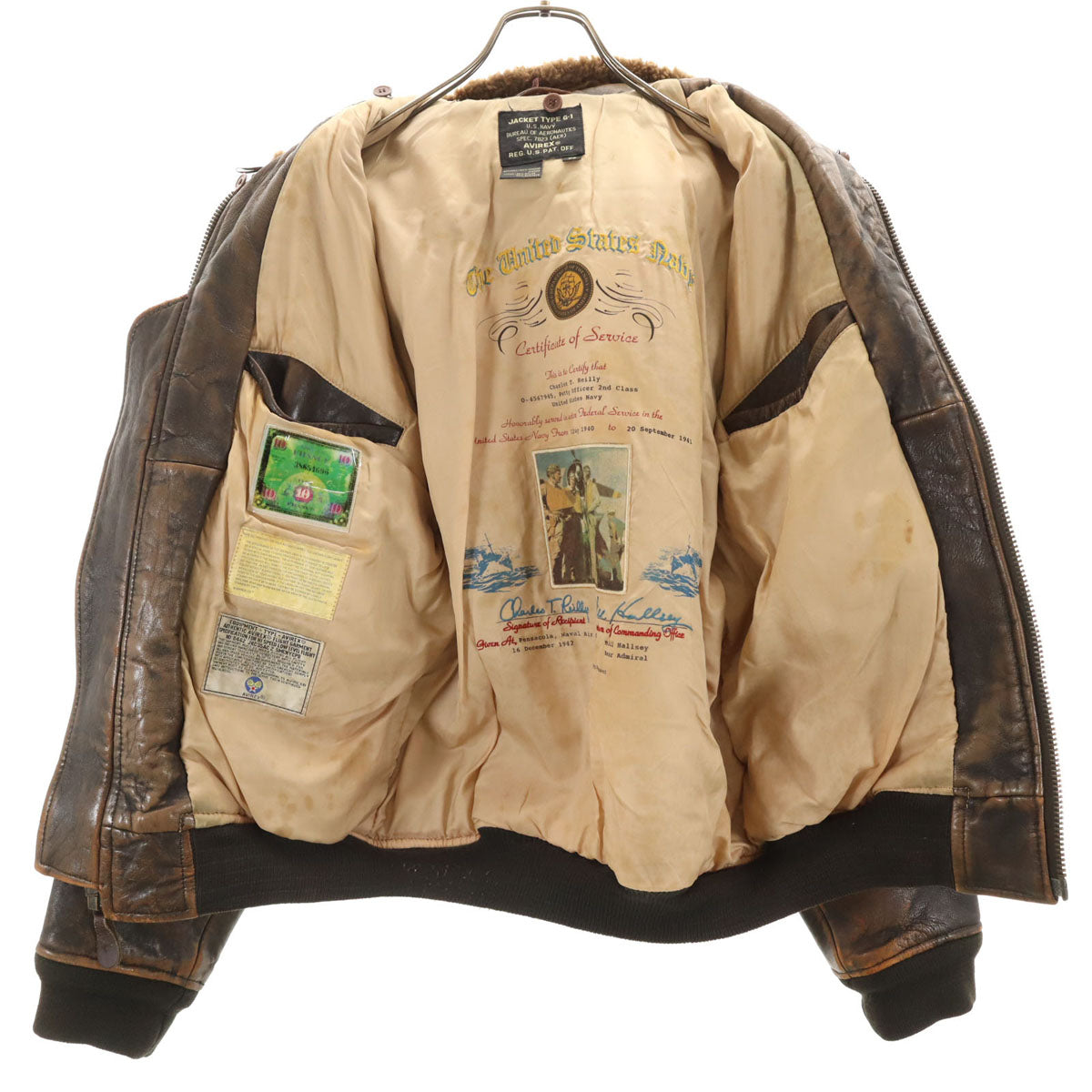 AVIREX アヴィレックス 90s オールド G-1 レザー フライトジャケット XS ブラウン メンズ