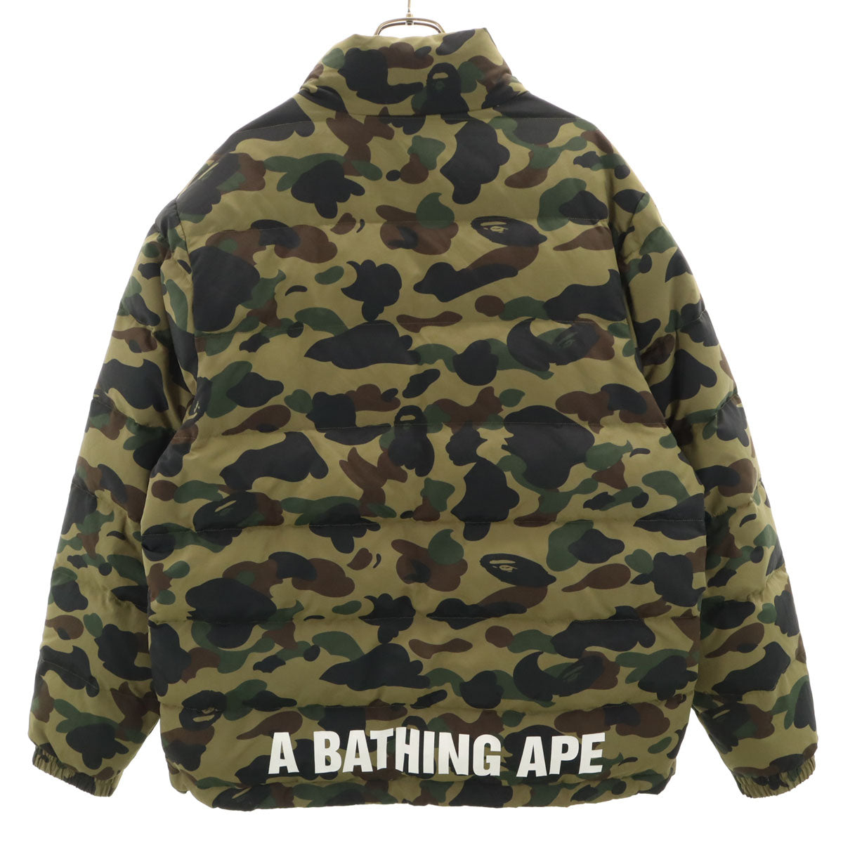 美品 A BATHING APE アベイシングエイプ カモフラ柄 ダウンジャケット 2XL オリーブ系 迷彩 ビッグサイズ メンズ
