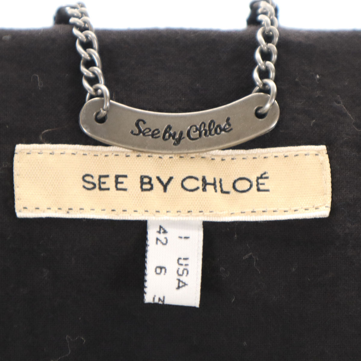 SEE BY CHLOE シーバイクロエ ハイブリッド ダウンジャケット 42 ブラック レディース