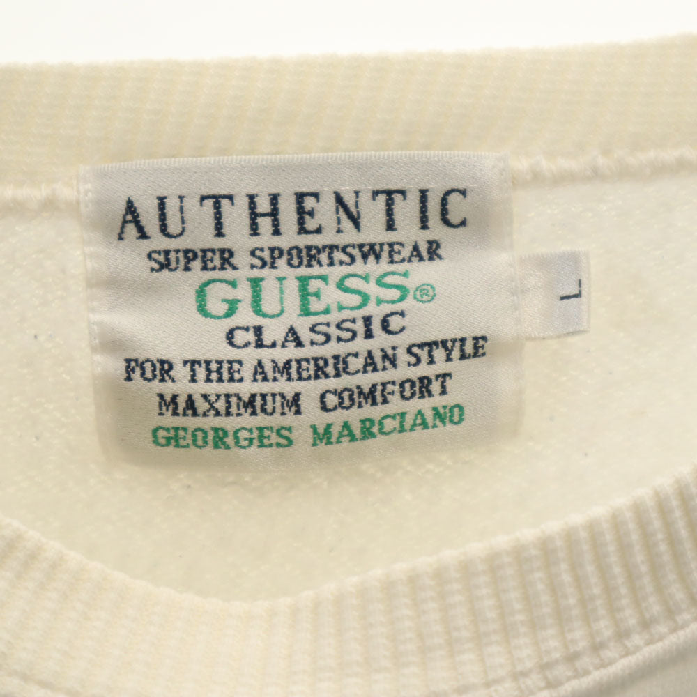 Guess ゲス 90s オールド 長袖 トレーナー L ホワイト 裏起毛 メンズ