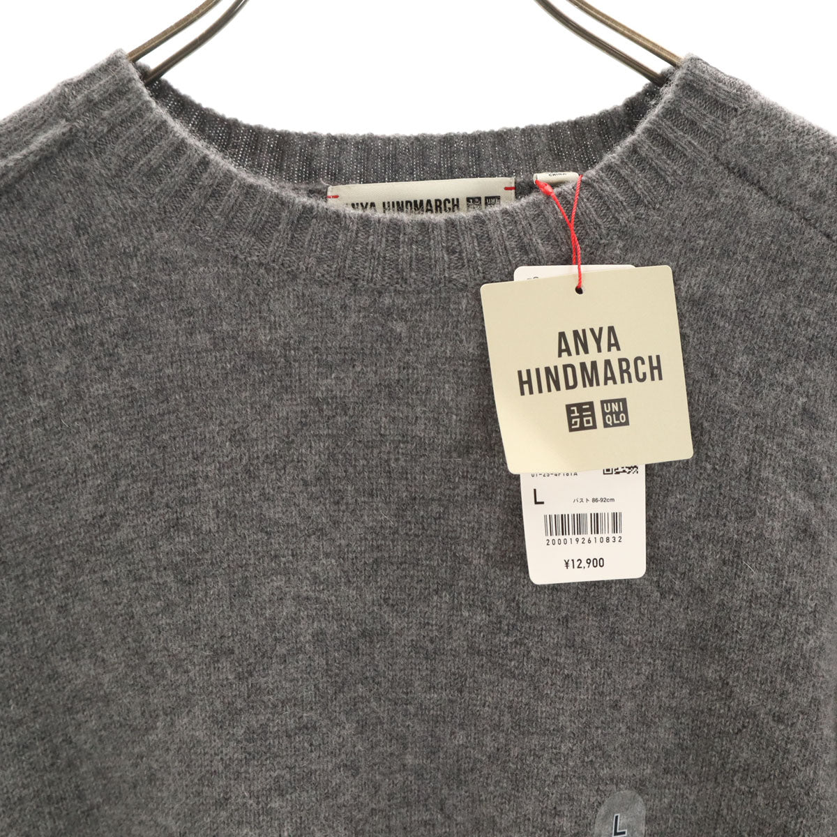 未使用 UNIQLO ユニクロ アニヤハインドマーチ ANYA HINDMARCH コラボ カシミヤ100% 長袖 セーター L グレー ニット レディース