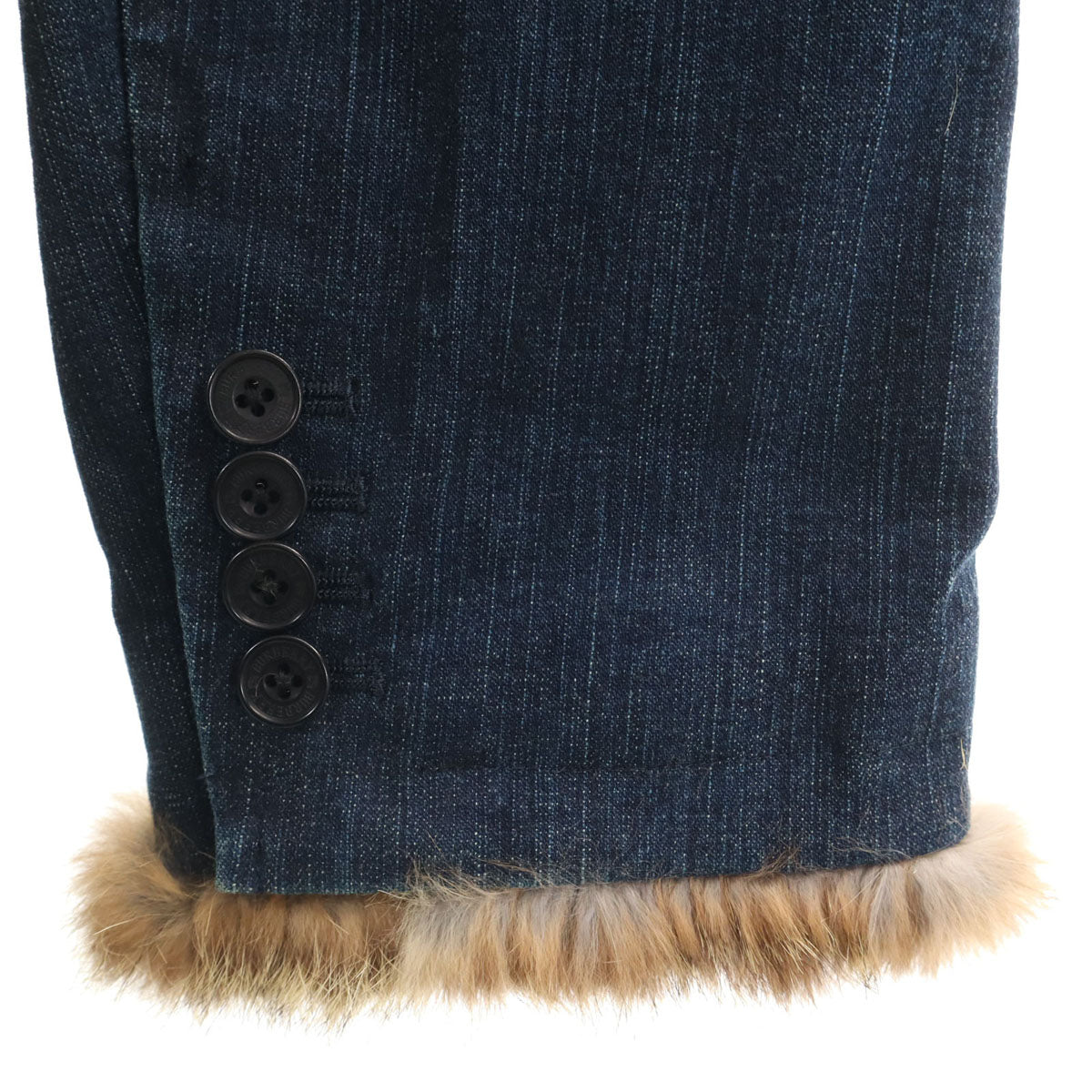 BURBERRY BLACK LABEL バーバリーブラックレーベル ラビットファー デニムジャケット M ネイビー 三陽商会 メンズ