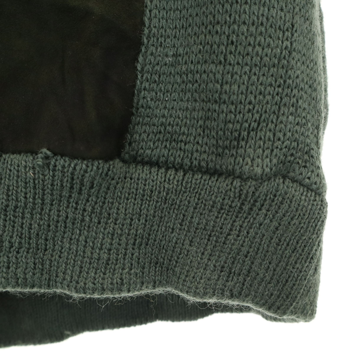 Sears シアーズ 70s ヴィンテージ 長袖 スエードレザー切替 セーター M カーキ ニット メンズ