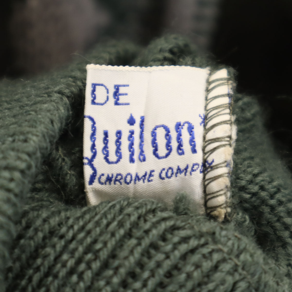 Sears シアーズ 70s ヴィンテージ 長袖 スエードレザー切替 セーター M カーキ ニット メンズ