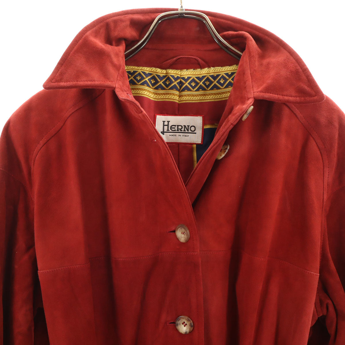 Herno ヘルノ イタリア製 レザーコート 44 レッド系 レディース