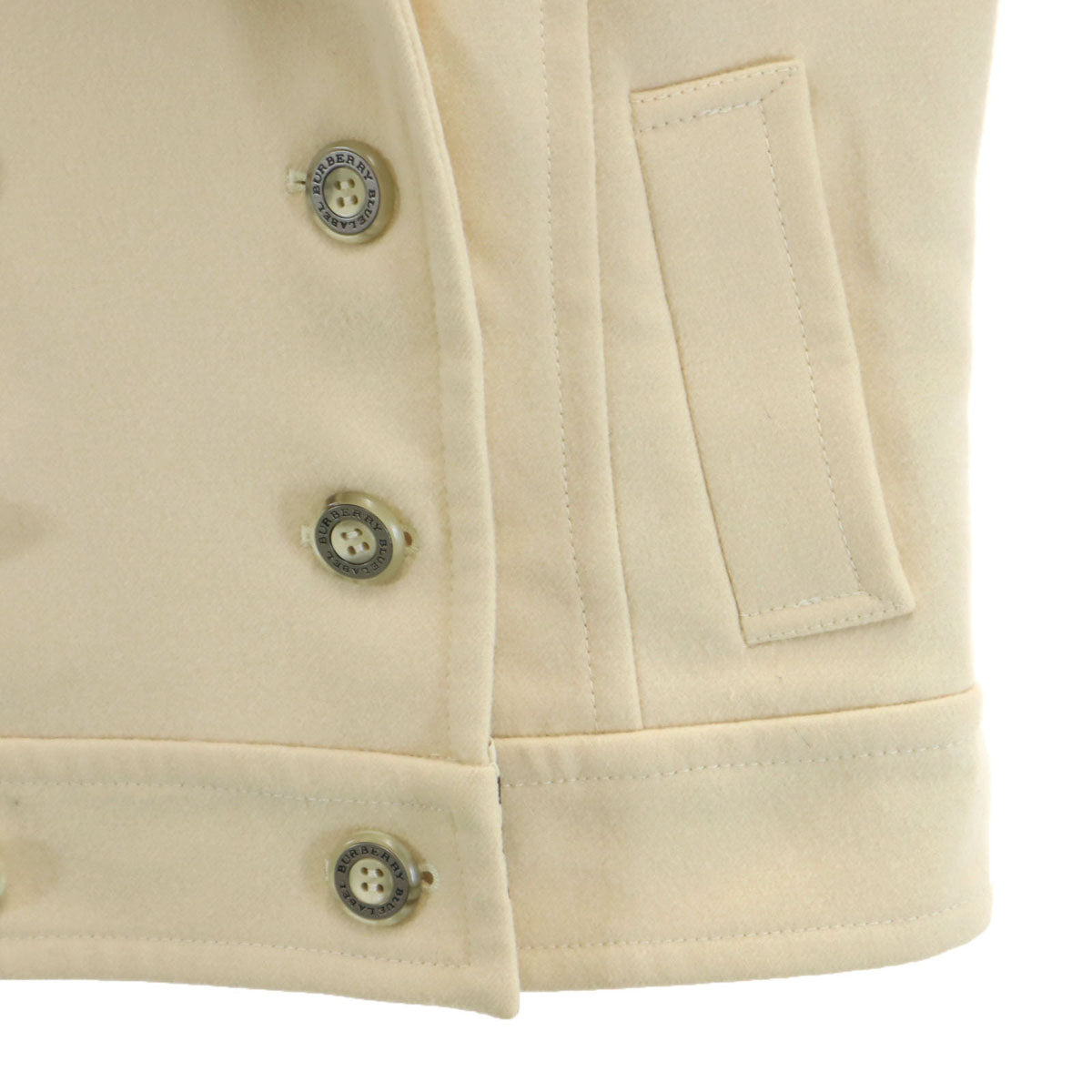BURBERRY BLUE LABEL バーバリーブルーレーベル 日本製 ウール100% ピーコート 38 クリーム 三陽商会 レディース