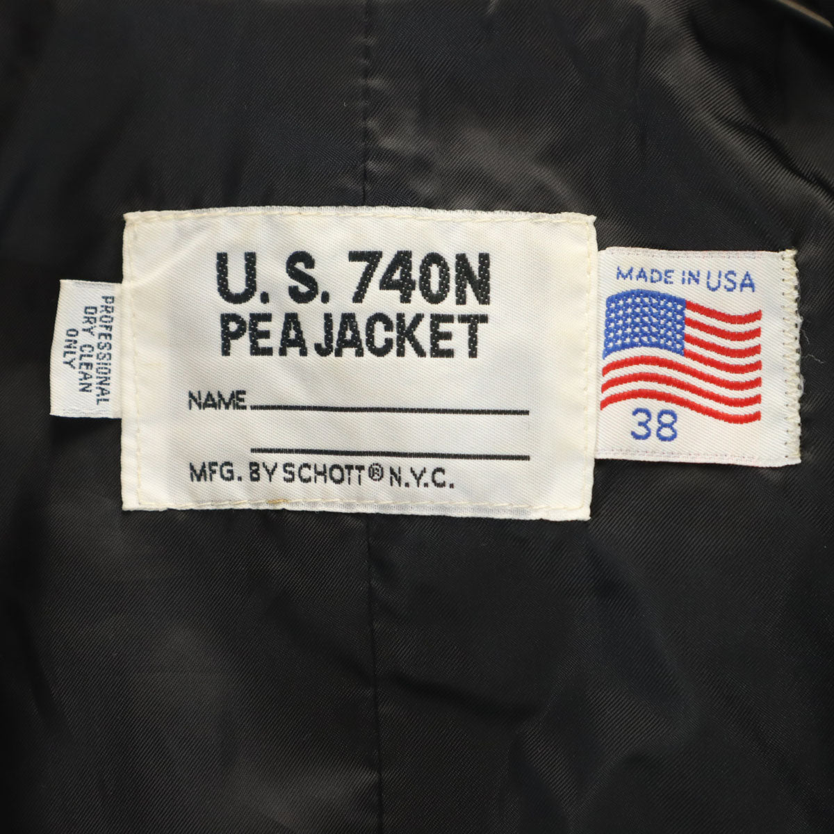 schott ショット USA製 ウールブレンド U.S.740N ピーコート 38 ダークグレー メンズ