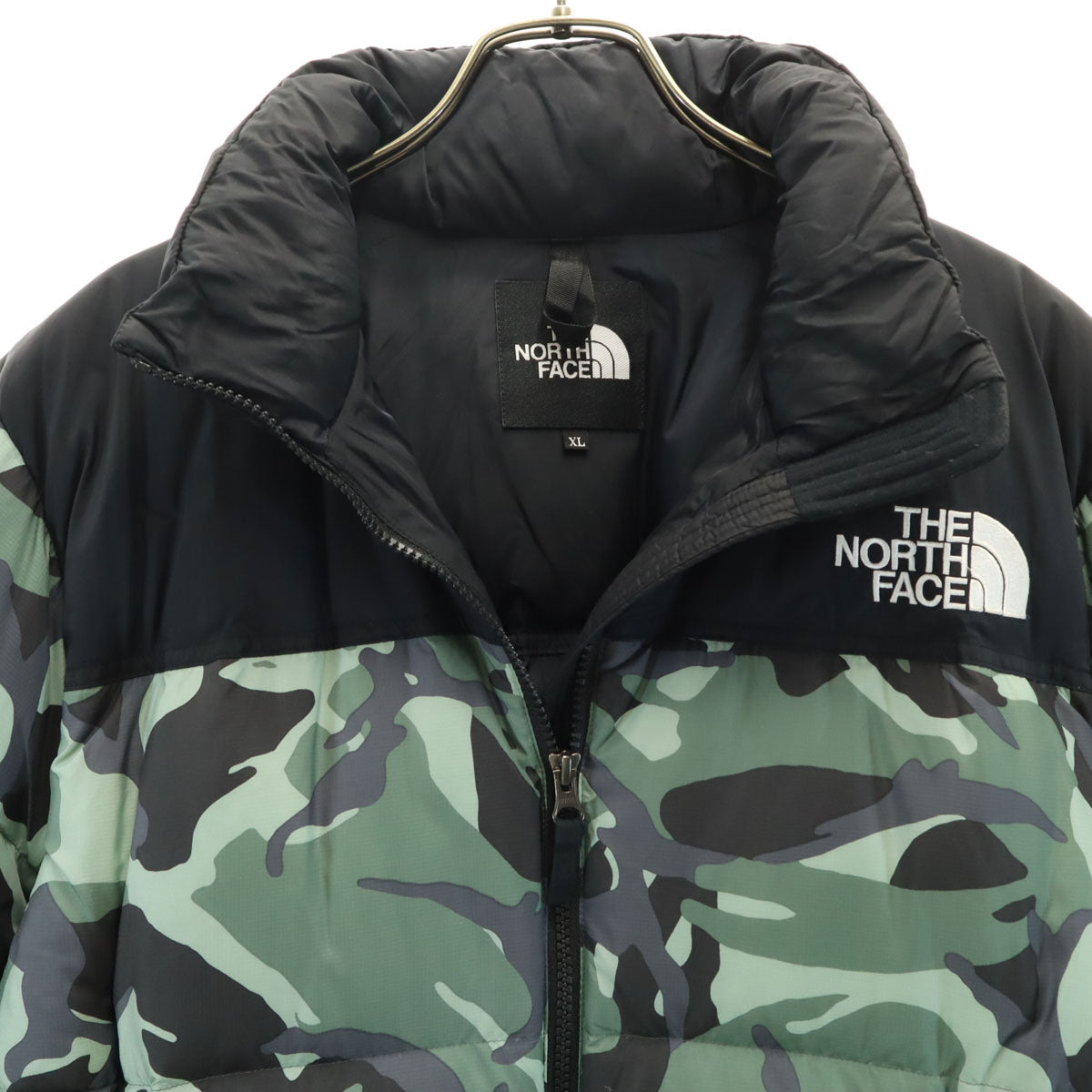 THE NORTH FACE ノースフェイス カモフラ柄 ノベルティー ヌプシ ダウンジャケット XL グリーン系 ND91842 アウトドア 迷彩 メンズ