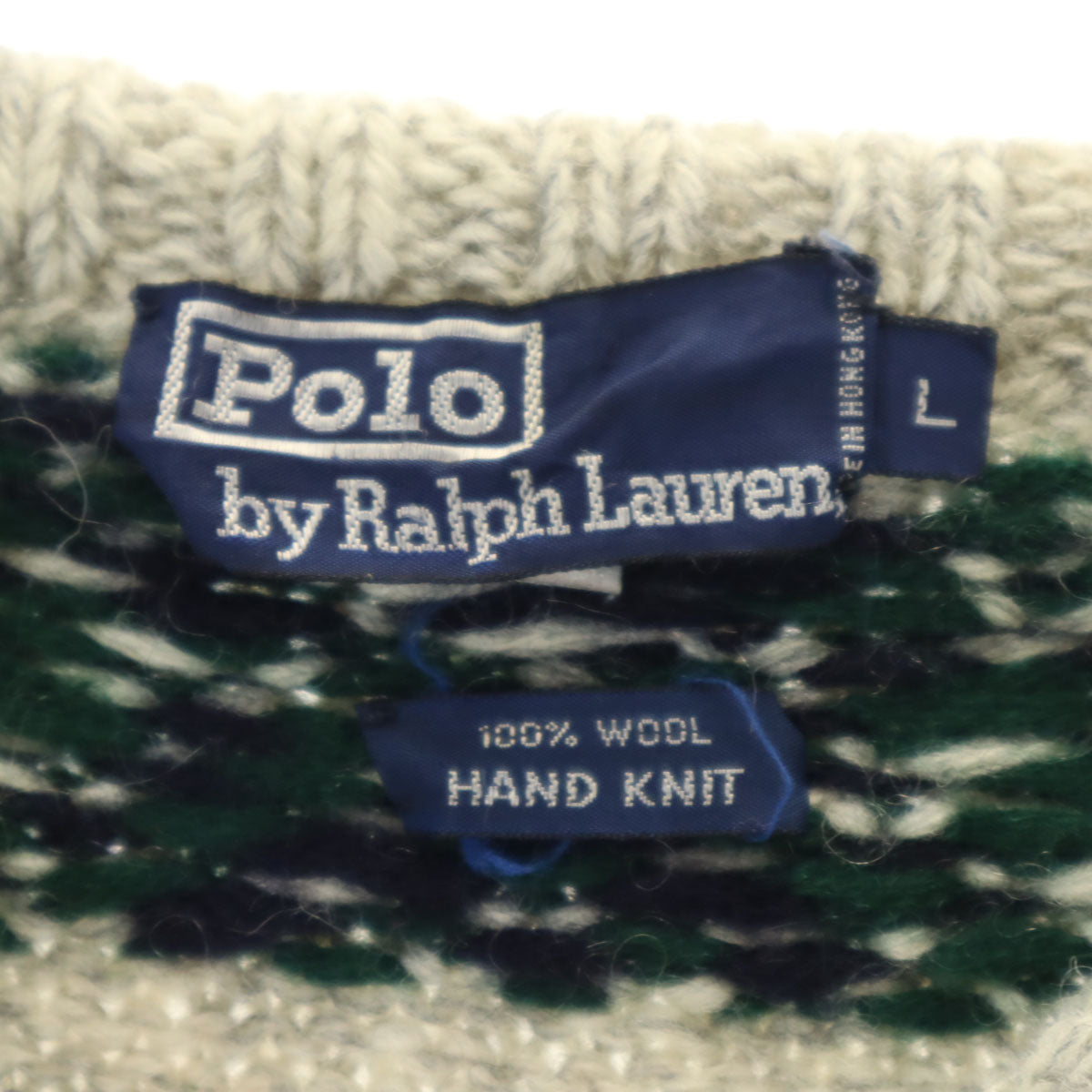 Polo by Ralph Lauren ポロバイラルフローレン 90s ハンドニット オールド ノルディック柄 長袖 セーター L グレー ニット アニマル トナカイ メンズ