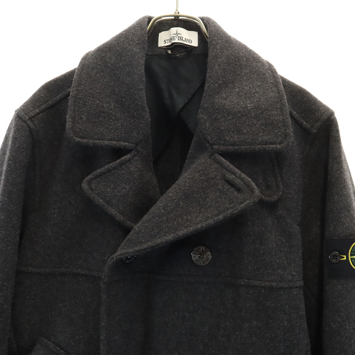 美品 STONE ISLAND ストーンアイランド イタリア製 メルトン ピーコート L チャコールグレー Pコート メンズ