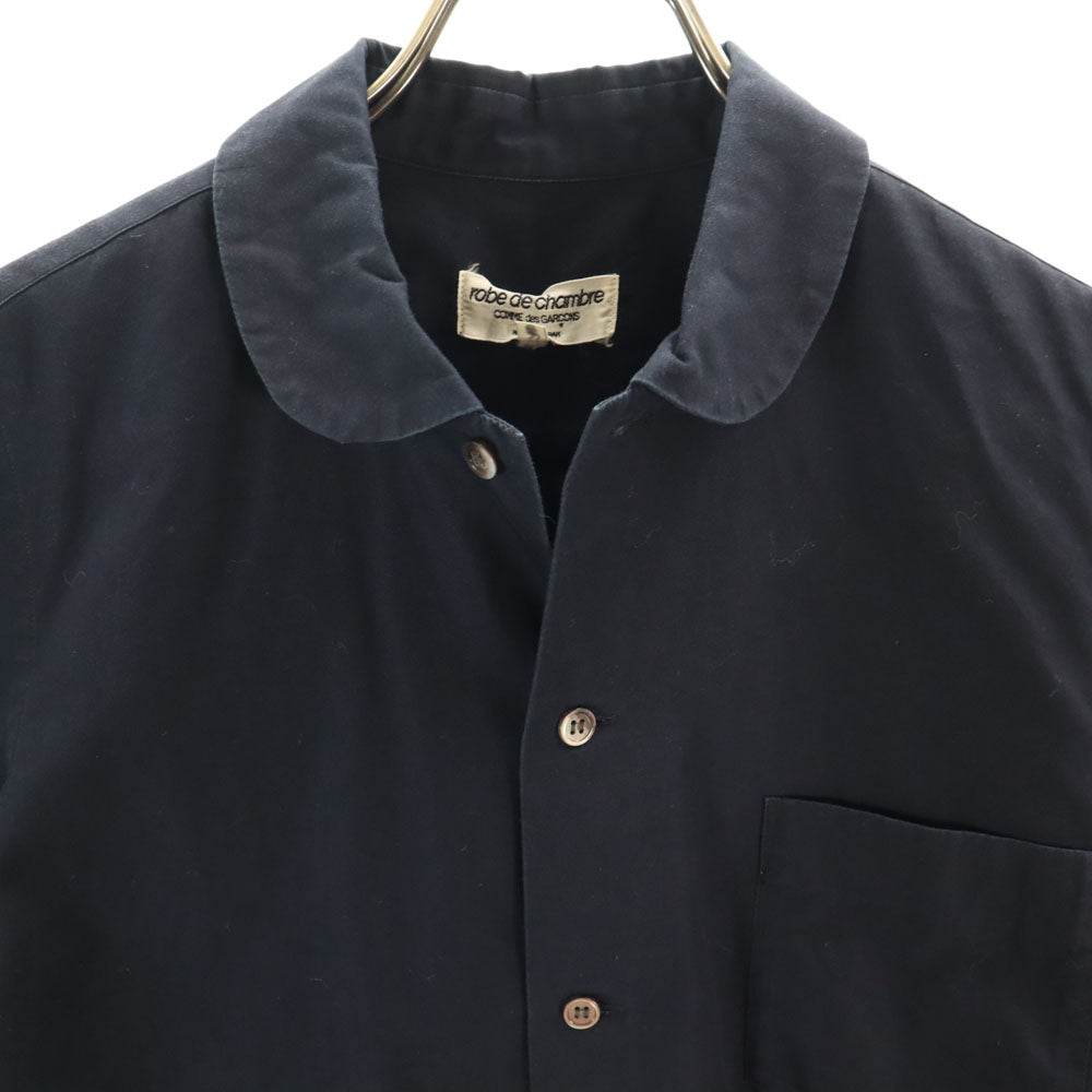 robe de chambre ローブドシャンブル 1997年 90s オールド 日本製 長袖 丸襟 コットンシャツ S ネイビー COMME des GARCONS レディース