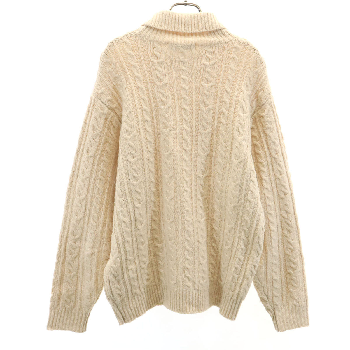 nano universe ナノユニバース 長袖 タートルネック セーター M 生成り ケーブルニット メンズ