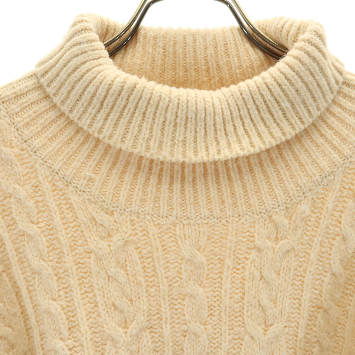 nano universe ナノユニバース 長袖 タートルネック セーター M 生成り ケーブルニット メンズ